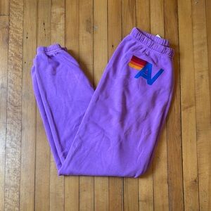 Aviator Nation Logo Sweatpants Neon Purple Medium